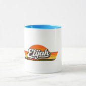 Elijah Retro-Sonnenuntergangs-Name-Design Tasse (Zentrum)