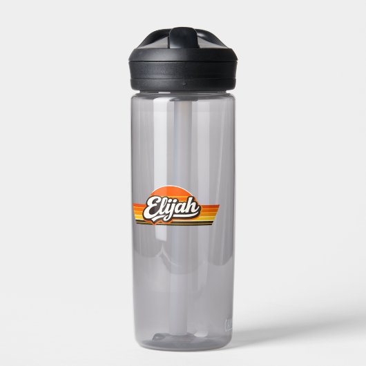 Elijah Retro-Sonnenuntergangs-Name-Design Trinkflasche (Vorderseite)