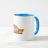 Elijah Retro Sunset Name Design Tasse (VorderseiteRechts)