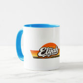 Elijah Retro Sunset Name Design Tasse (Vorderseite Links)