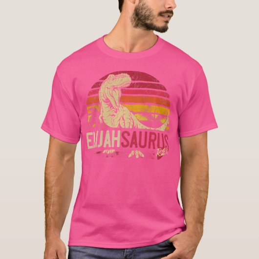 Elijah Saurus Funny Personalisiert Dinosaur T Rex T-Shirt (Vorderseite)