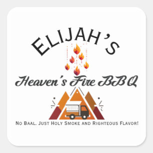 Elijahs Höllenfeuer-BBQ-Aufkleber Quadratischer Aufkleber