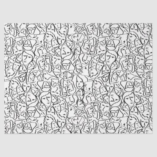 Elios Shirt Faces in Black Konturen auf White Seidenpapier (Vorderseite)