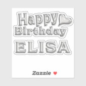 Elisa Happy Birthday silver Aufkleber Sticker (Blatt)
