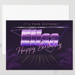 Elisa Name Vorname lila retro Karte Geburtstag