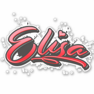 Elisa red Heart Graffiti Aufkleber Sticker
