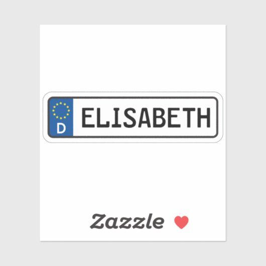 Elisabeth German Car License Plate Aufkleber (Blatt)