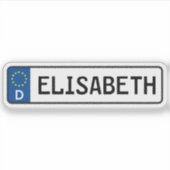 Elisabeth German Car License Plate Aufkleber (Vorderseite)