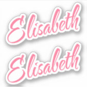 Elisabeth Name in hübsch rosa kursiver Schrift x2 Aufkleber (Vorderseite)