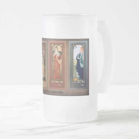 Élisabeth Sonrel Art Nouveau Maiden Bird Series Mattglas Bierglas (VorderseiteRechts)