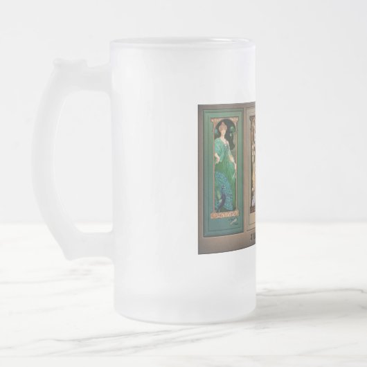 Élisabeth Sonrel Art Nouveau Maiden Bird Series Mattglas Bierglas (Links)