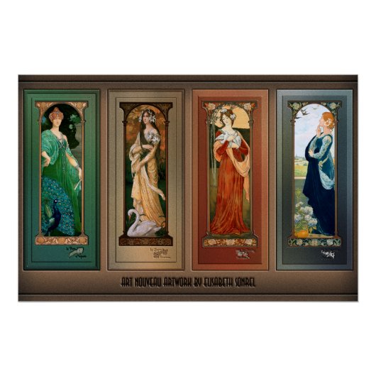 Élisabeth Sonrel Art Nouveau Maiden Bird Series Poster (Vorderseite)