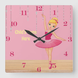 Elise Blonde Ballerina Wall Clock Quadratische Wanduhr
