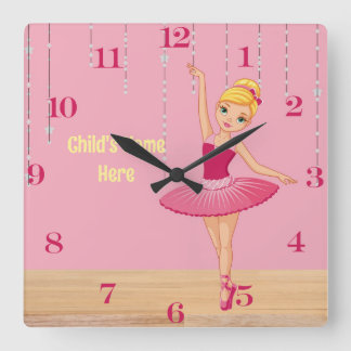 Elise Blonde Ballerina Wall Clock Quadratische Wanduhr