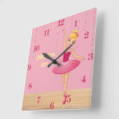 Elise Blonde Ballerina Wall Clock Quadratische Wanduhr (Winkel)