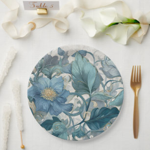 Elise Blue Nouveau Blumengarten Pappteller