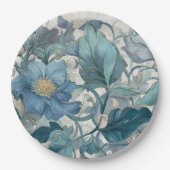 Elise Blue Nouveau Blumengarten Pappteller (Vorderseite)