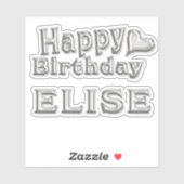 Elise Happy Birthday silver Aufkleber Sticker (Blatt)