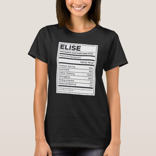 Elise Nutrition Information Problem lösen hartes W T-Shirt (Vorderseite)