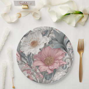 Elise Pink & Grau Nouveau Garten Pappteller