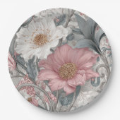 Elise Pink & Grau Nouveau Garten Pappteller (Vorderseite)
