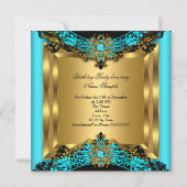 Elite Aquamarin Blue Gem Gold Black Birthday Party Einladung (Rückseite)