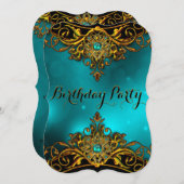 Elite aquamarin Jade Gold Pearl Elegante Geburtsta Einladung (Vorne/Hinten)