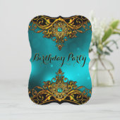 Elite aquamarin Jade Gold Pearl Elegante Geburtsta Einladung (Stehend Vorderseite)