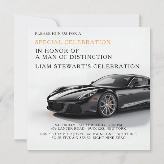 Elite-Autofanatiker-Party Einladung (Vorderseite)