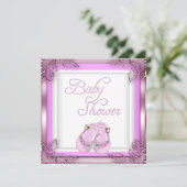 Elite Baby Shower Baby Girl Pink Elite Einladung (Stehend Vorderseite)