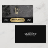 Elite Barber | Schwarzer Marmorgoldverzierter Hint Visitenkarte (Vorne/Hinten)