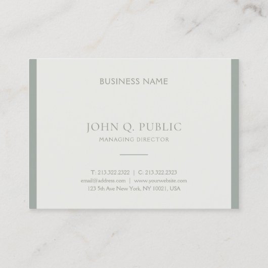 Elite Beruflich Simple Design Green Trendy Top Visitenkarte (Rückseite)