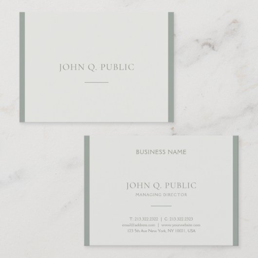 Elite Beruflich Simple Design Green Trendy Top Visitenkarte (Vorne/Hinten)