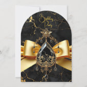 Elite Birthday Black Gold Marmor Jewel Einladung (Vorderseite)