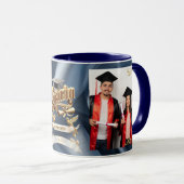Elite BLEU-Marble & Gold Personalized Graduation Tasse (VorderseiteRechts)