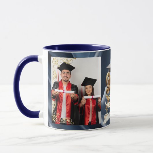 Elite BLEU-Marmor & Gold Personalisierte Abschluss Tasse (Links)