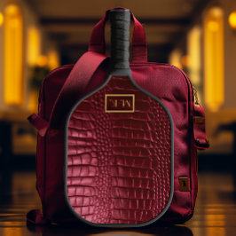 Elite Burgundy Imitats Crocodile Mit Monogramm Pickleball Schläger