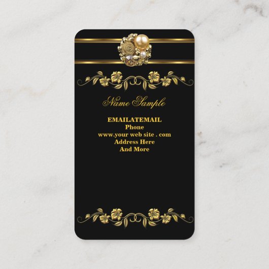 Elite Business Gold Elegante Floral Jewel Visitenkarte (Rückseite)