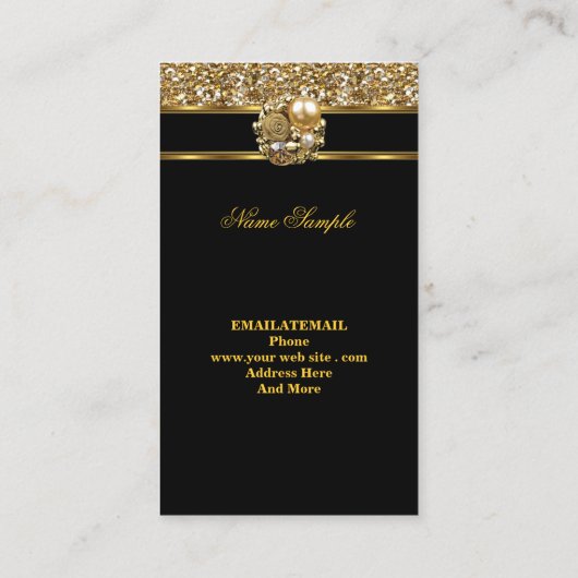 Elite Business Gold Eleganter Glitzer Jewel 2 Visitenkarte (Rückseite)