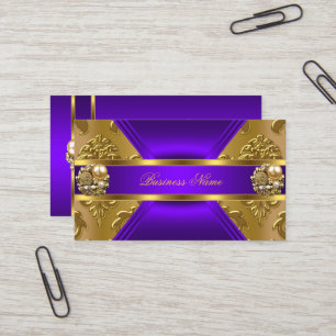 Elite Business Purpur Gold Elegantes Damast Juwel Visitenkarte