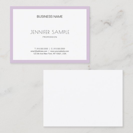 Elite Clean Design Trendy Violet Lila Luxus Visitenkarte (Vorne/Hinten)
