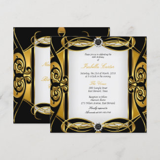 Elite Deko Golden Black Pearl White Geburtstagspar Einladung