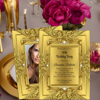 Elite Diamond Gold Elegantes Geburtstagsparty-Foto Einladung