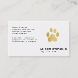 Elite Dog Trainer Golden Paw Visitenkarte