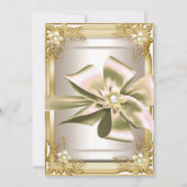 Elite Elegant Birthday Party Gold Cream Bow L Einladung (Rückseite)