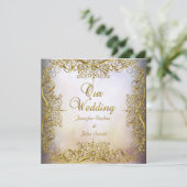 Elite Elegant Wedding Beige Gold Einladung (Stehend Vorderseite)