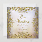 Elite Elegant Wedding Beige Gold Einladung (Vorderseite)