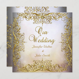 Elite Elegant Wedding Beige Gold Einladung