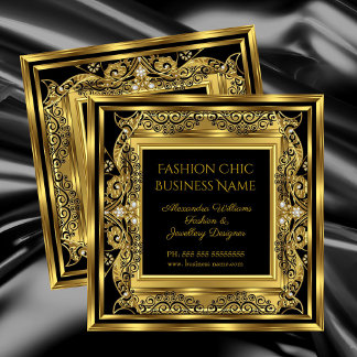 Elite Fashion Jewelry Designer Black Gold Juwelen Quadratische Visitenkarte