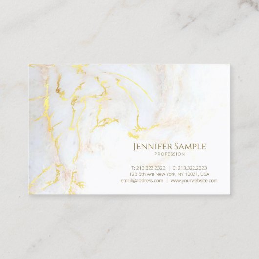 Elite Gold Marmor Schlicht Elegante Golden Modern Visitenkarte (Rückseite)